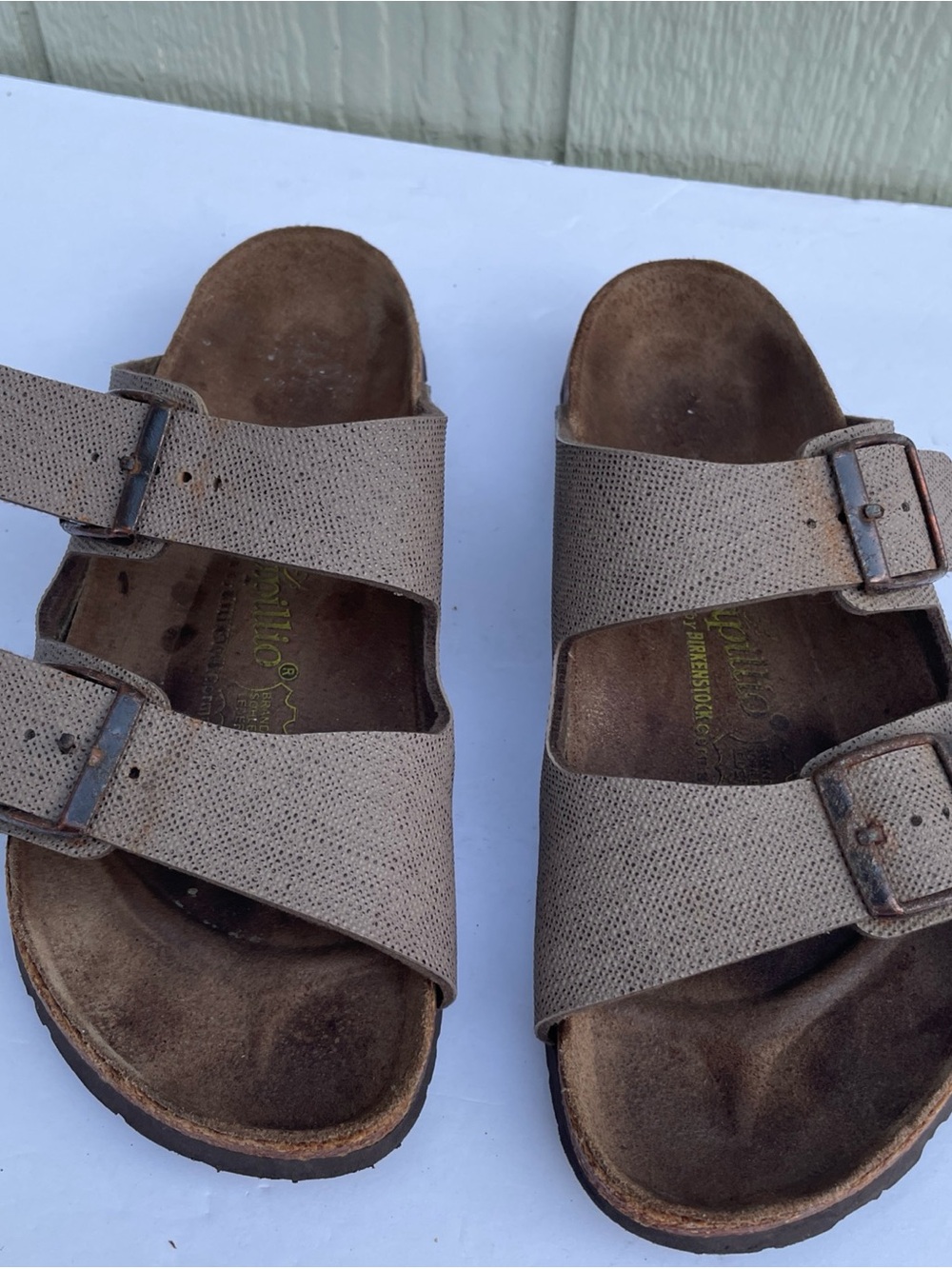 BIRKENSTOCK Paoillio Mens 9 W 11 Arizona Birkibuc Sandals Brown FLAW